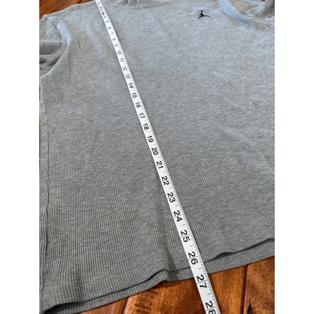 Jordan Mens Long Sleeve Thermal Waffle Knit Shirt Gray Jumpman‎ Logo Size M
